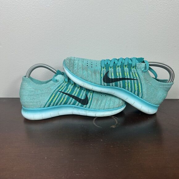 Nike Free RN Flyknit Womens Size 6 Running Hyper Turquoise Blue Shoes 831070-307 - Picture 4 of 6